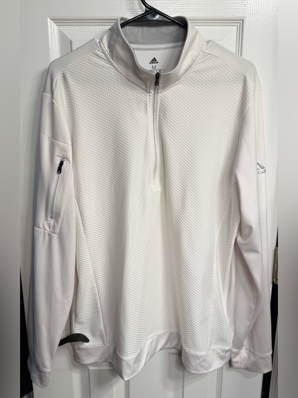 adidas A295 Men’s White Lightweight Quarter-Zip pullover